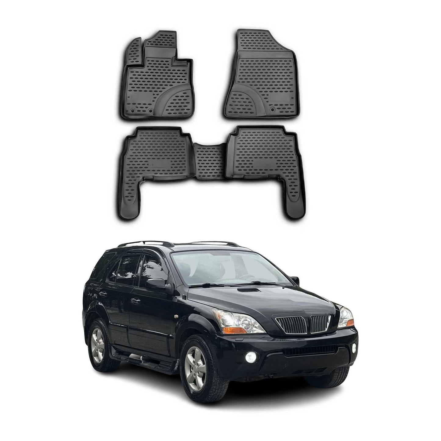 2011-2013 Kia Sorento Floor Mats Liners Full Set All Weather Black