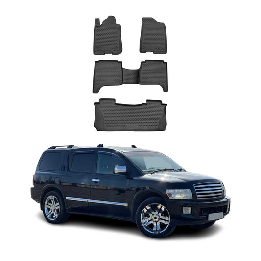 2004-2008 Infiniti QX56 Floor Mats Liners Full Set All Weather Black
