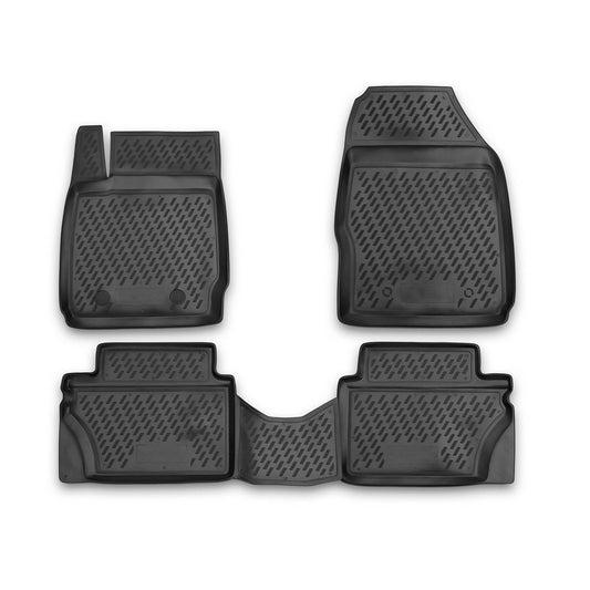 OMAC Floor Mats Liner for Ford Fiesta 2011-2016 Black TPE All-Weather 4 Pcs 2697444F