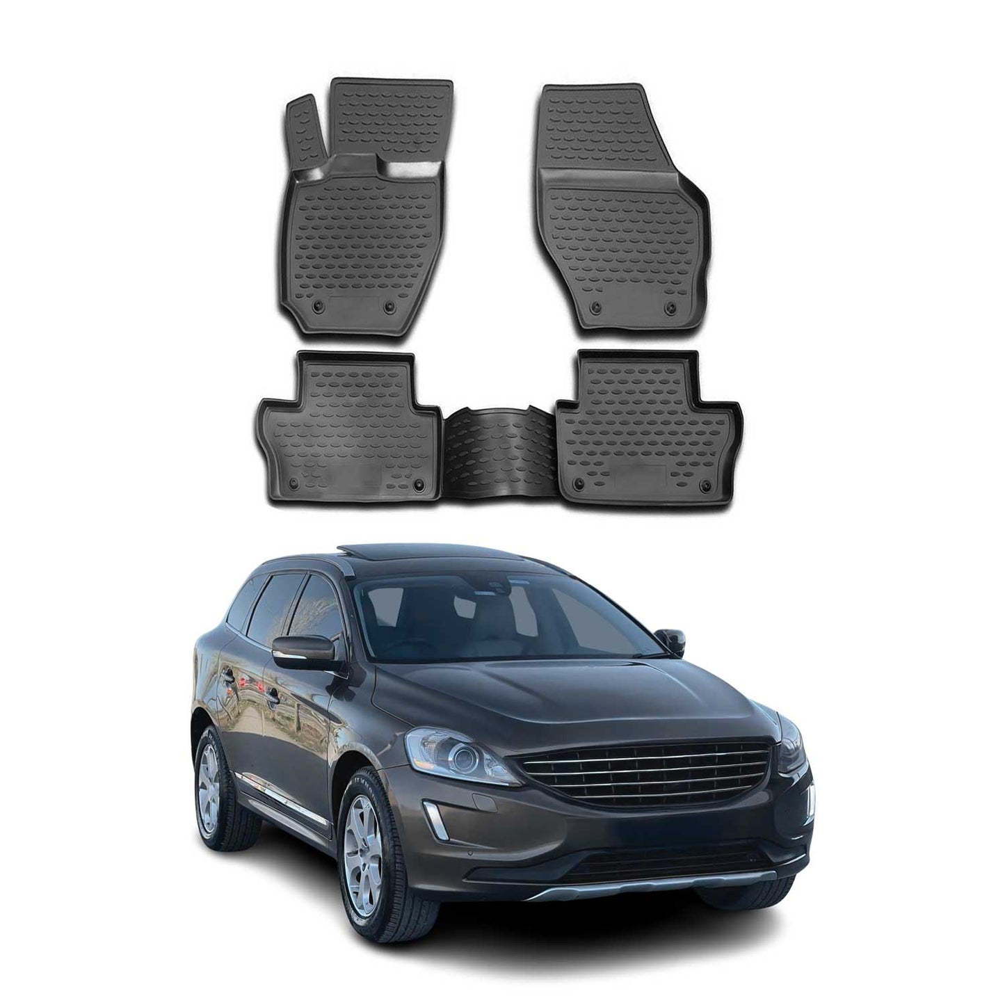 2010-2017 Volvo XC60 Floor Mats Liners Full Set All Weather Black