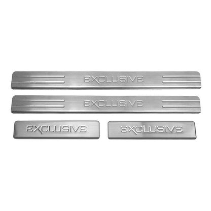 OMAC Door Sill Scuff Plate Scratch Protector for Dodge Exclusive Steel Silver 4 Pcs U028498