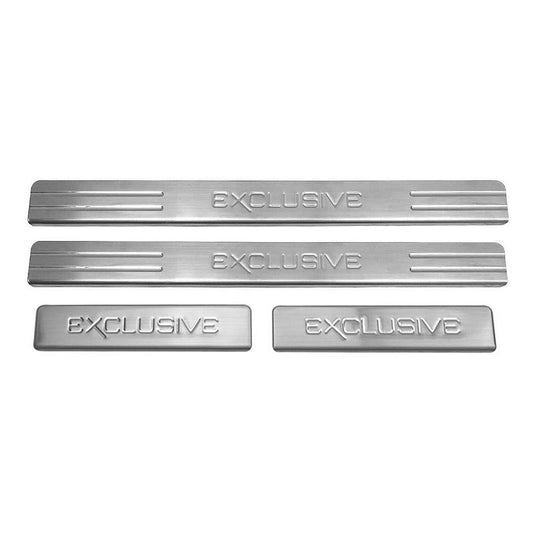 OMAC Door Sill Scuff Plate Scratch Protector for Dodge Exclusive Steel Silver 4 Pcs U028498