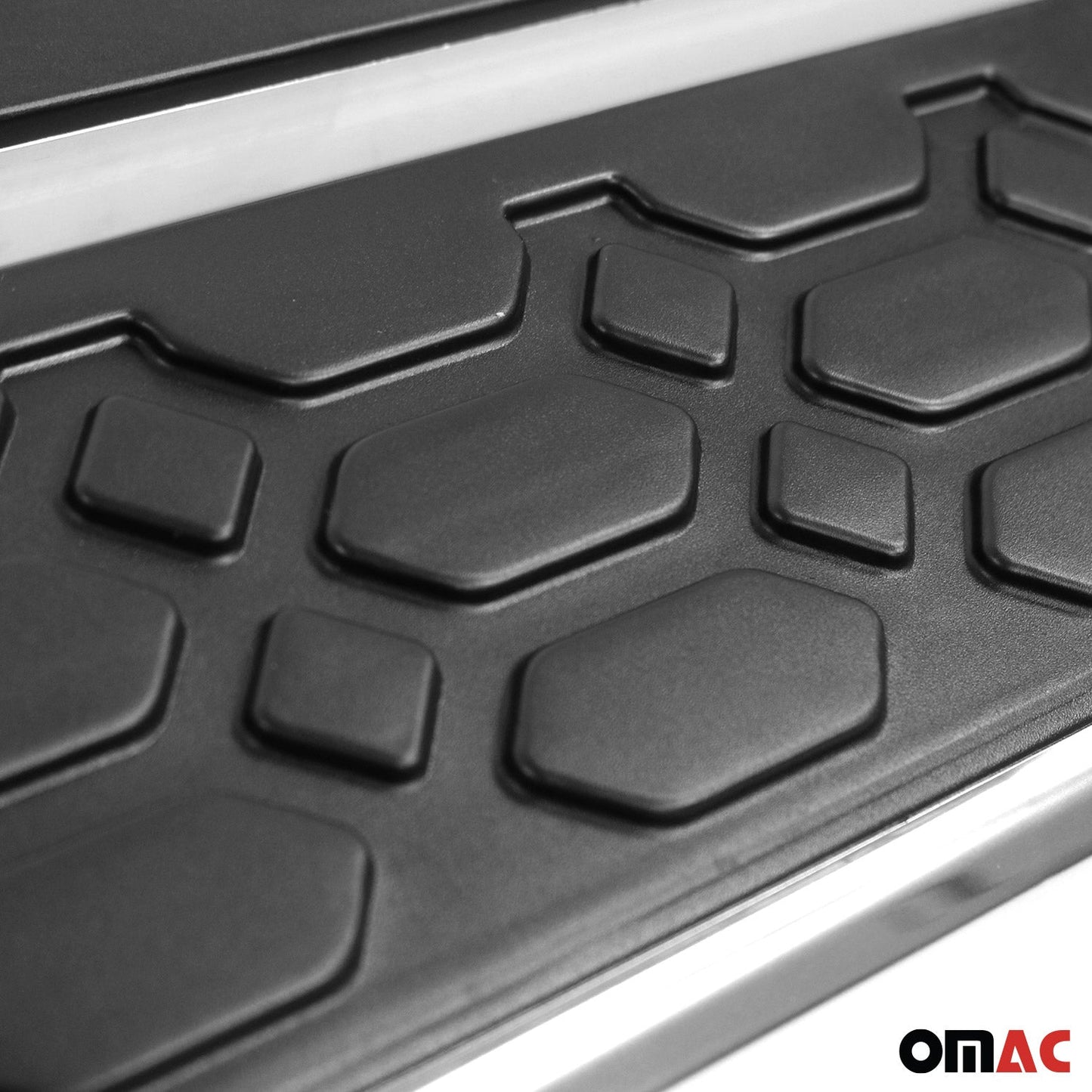 OMAC Running Board Side Steps Nerf Bar for Audi Q7 2007-2015 Black Silver 2Pcs 1109984A