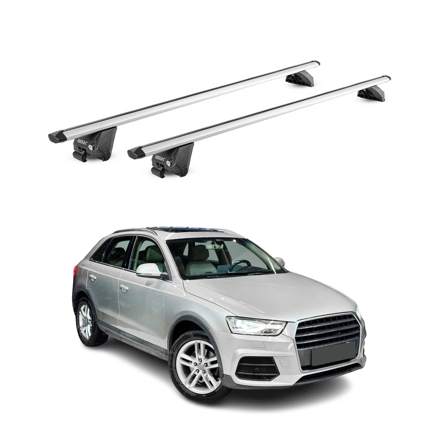 2015-2018 Audi Q3 Roof Rack Cross Bars Silver
