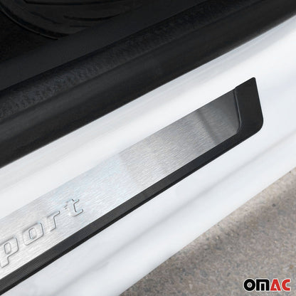 OMAC Door Sill Scuff Plate Scratch Protector for Hyundai Venue Sport Steel Silver 4x U013734