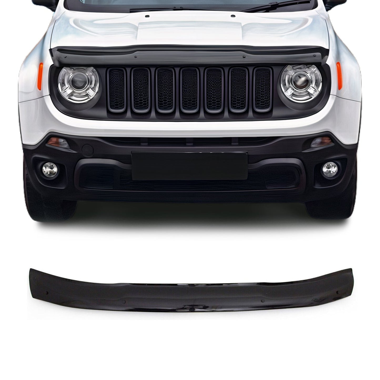 2015-2023 Jeep Renegade Front Bug Shield Hood Deflector Guard Black Smoke