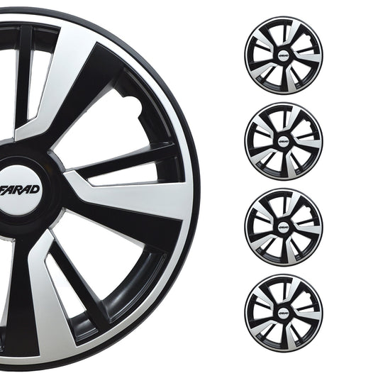 OMAC 16" Hubcaps Wheel Rim Cover Black & White Insert 4pcs Set VRT99FR243B16W
