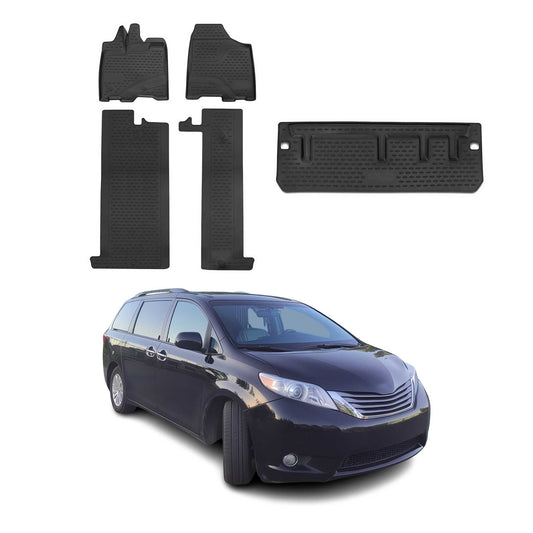 2011-2017 Toyota Sienna Floor Mats & Cargo Liner Full Set All Weather 7 Seats Black 5 Pcs