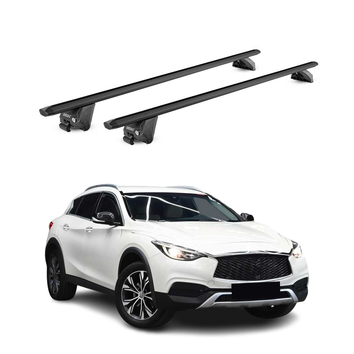 2017-2019 Infiniti QX30 Roof Rack Cross Bars Black