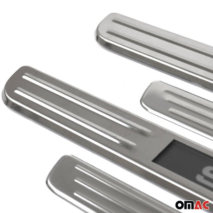 OMAC 18" Door Sill Cover Fits Mercedes E Class Chrome LED Sport Stainless Steel 4 Pcs U016226