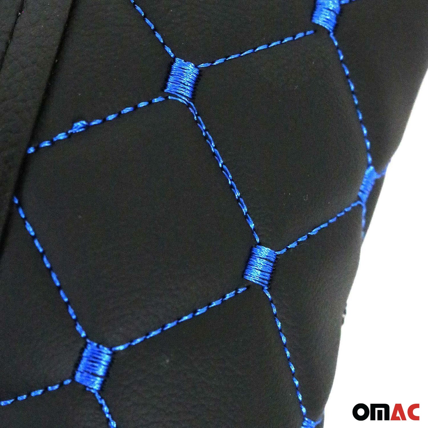 OMAC 2x Car Seat Neck Pillow Head Shoulder Rest Pad Black with Blue PU Leather SET96322-MS1