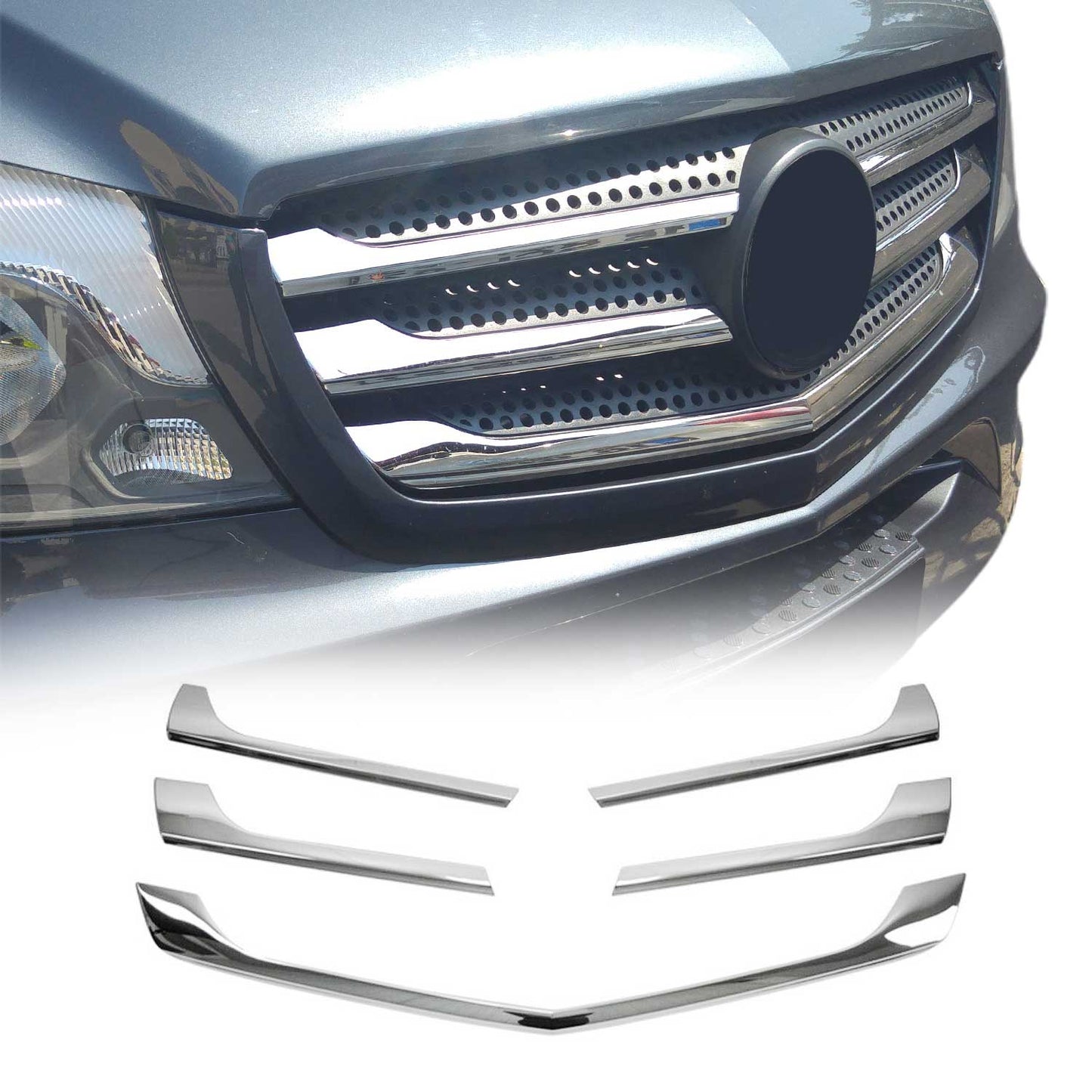 2014-2018 Mercedes Sprinter W906 Front Bumper Grill Trim Molding Stainless Steel 5x
