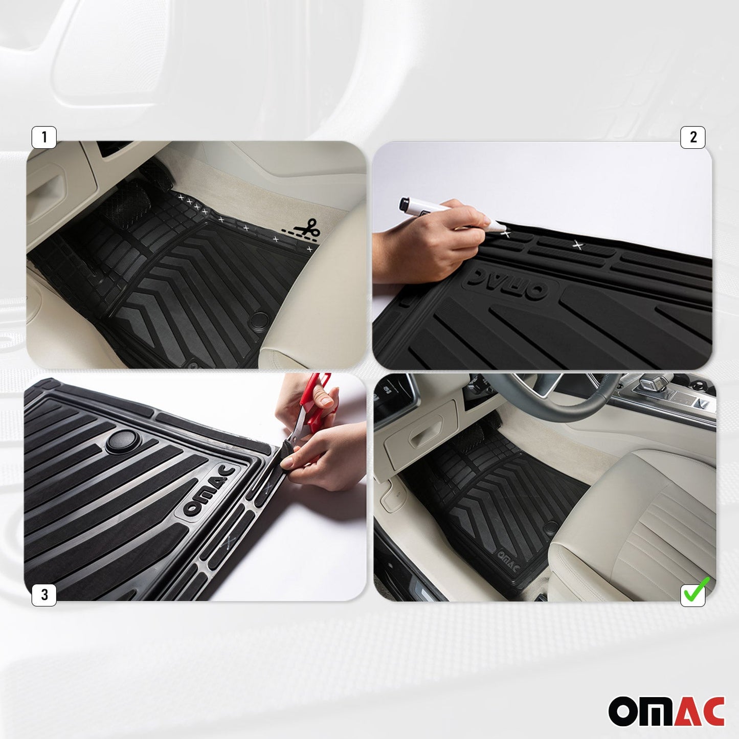 OMAC Trimmable Floor Mats Liner Waterproof for RAM ProMaster City 2015-2022 Black F015139