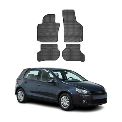 2010-2014 VW Golf Mk6 Floor Mats Liners Full Set All Weather Rubber Black
