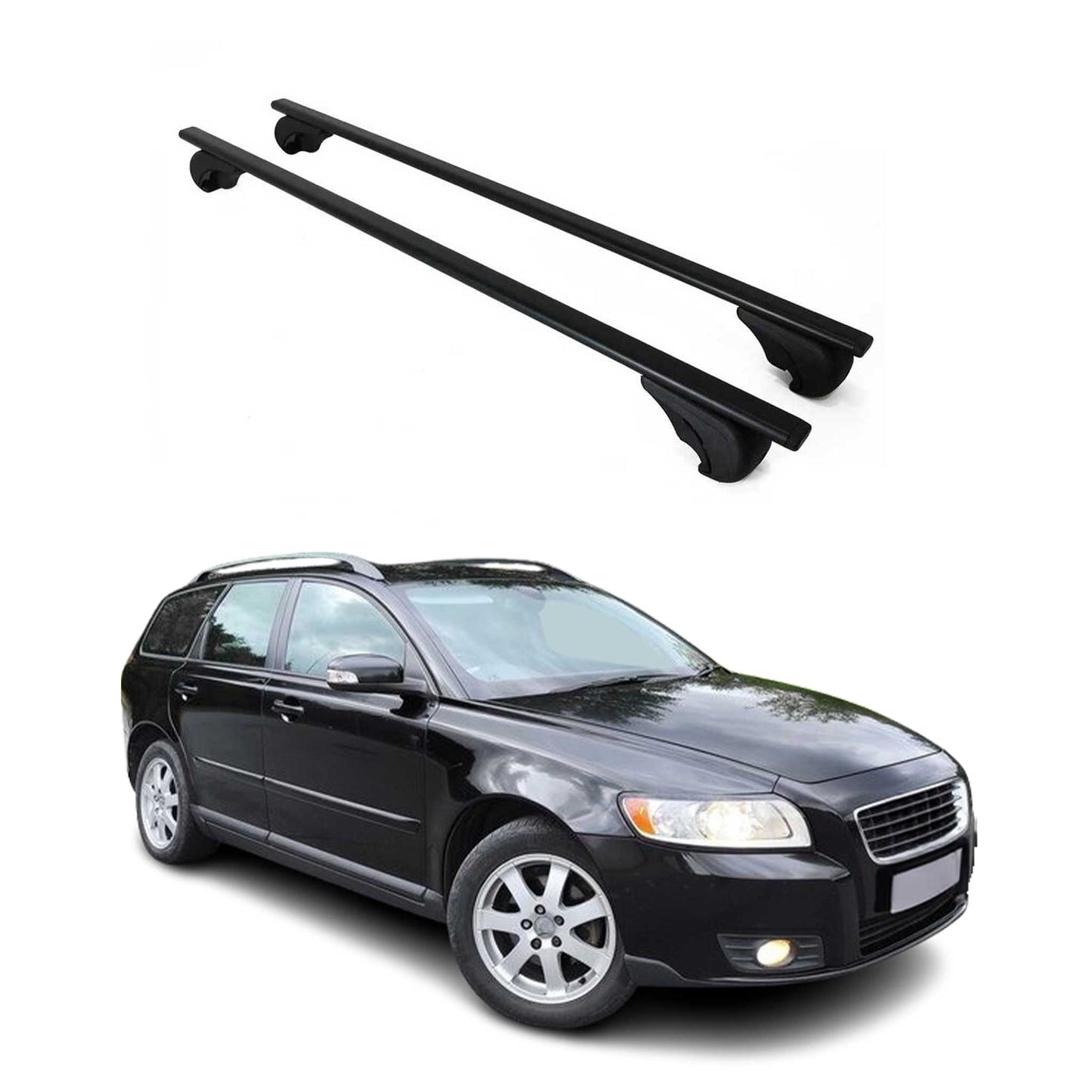 2004-2012 Volvo V50 Roof Rack Cross Bars Black