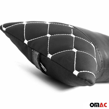OMAC 2x Car Seat Neck Pillow Head Shoulder Rest Pad Black and White PU Leather SET96322-BS1