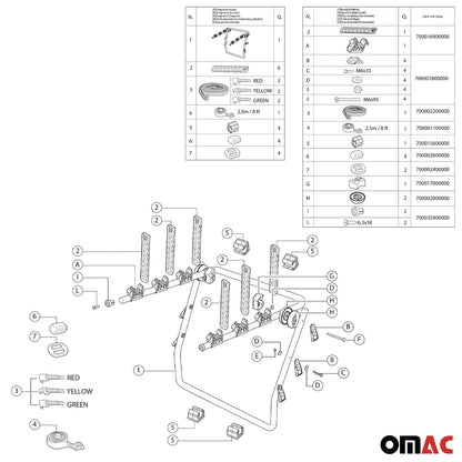 OMAC Bike Racks 3 Bike Carrier Hitch Mount for Scion iQ 2012-2015 Black G002416