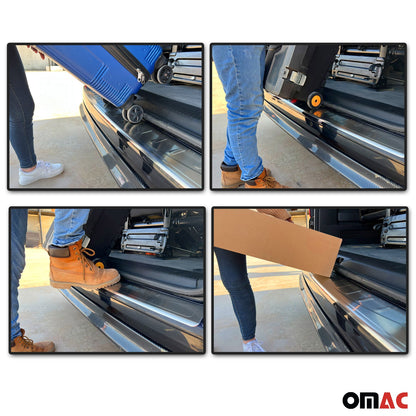 OMAC Rear Bumper Sill Cover Guard for VW Golf SportWagen 2015-2019 Brushed Steel K-7515095T