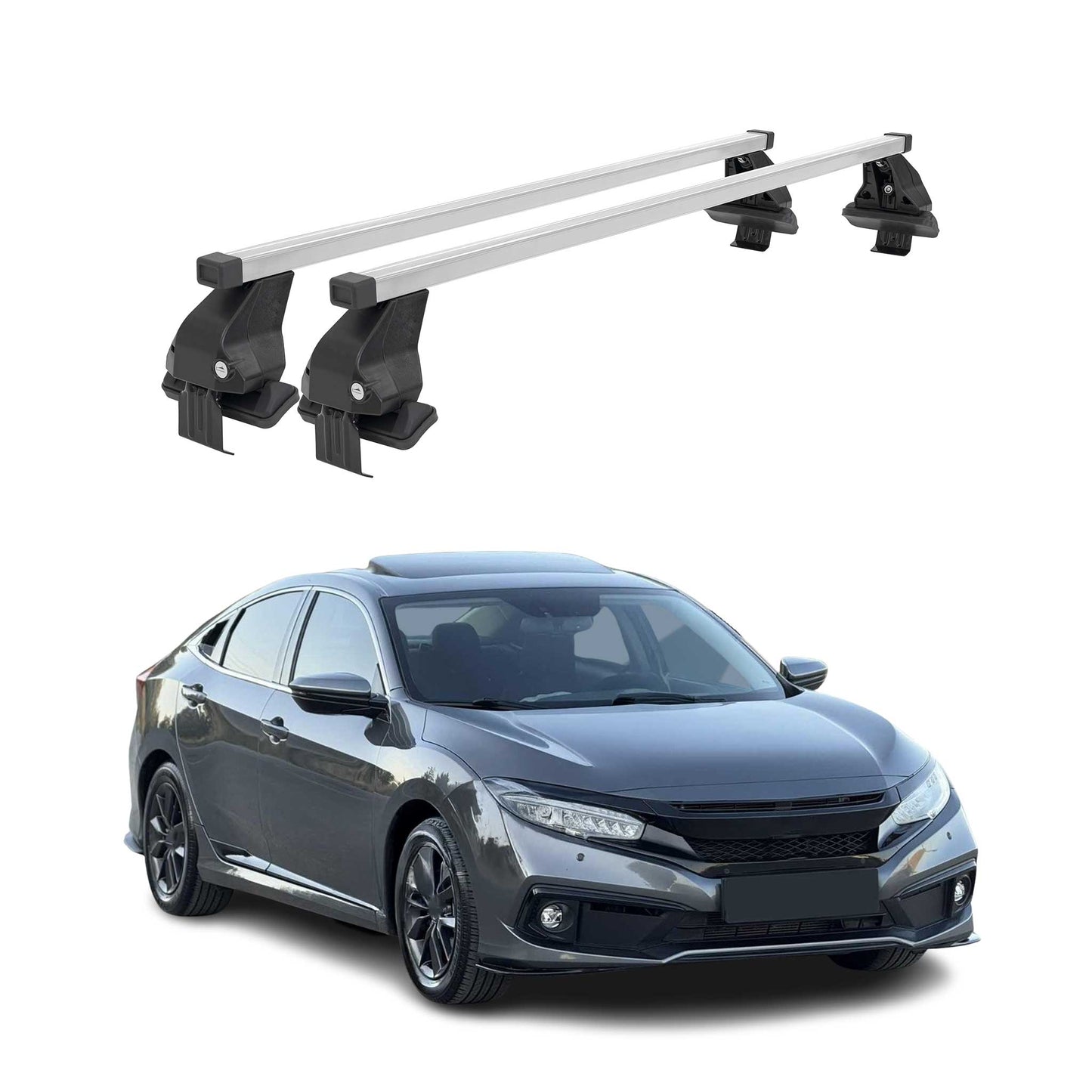 2016-2021 Honda Civic Roof Rack Cross Bars Silver