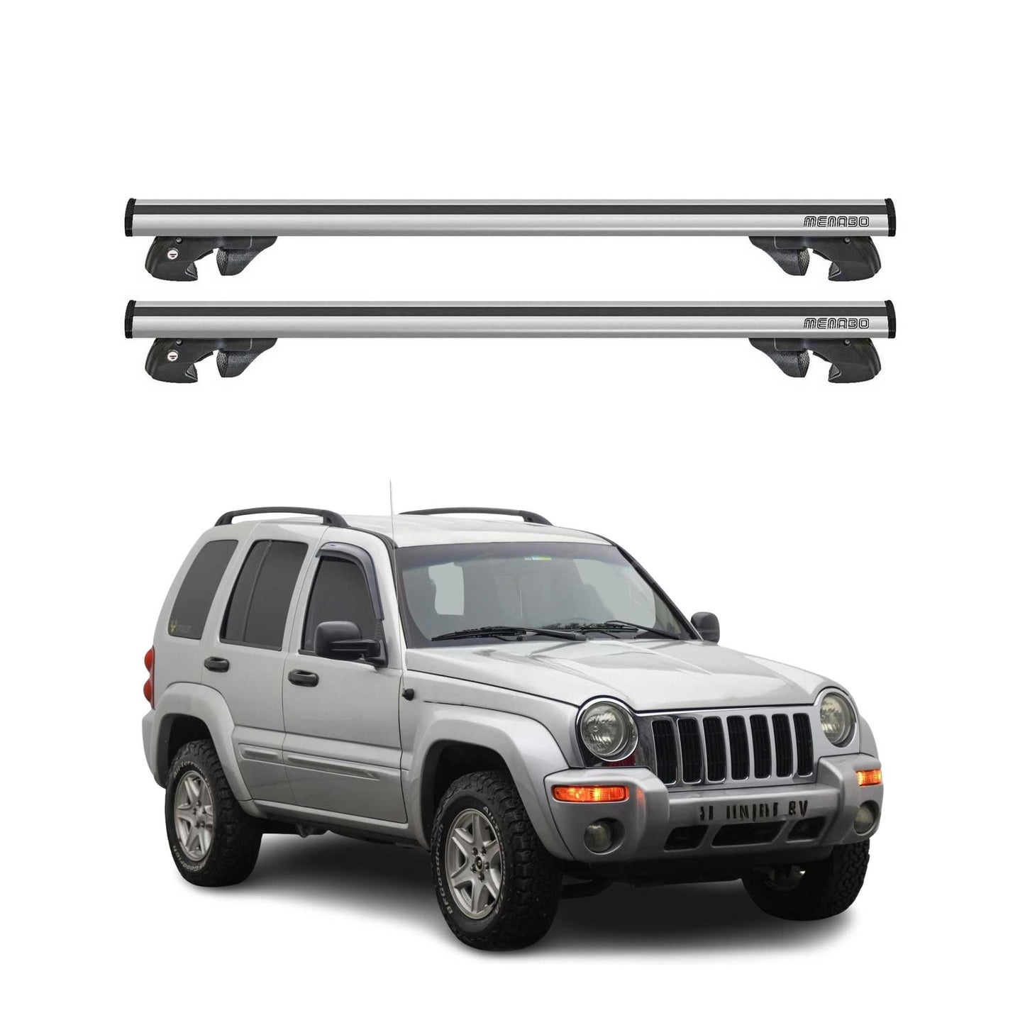 2002-2007 Jeep Liberty Roof Rack Cross Bars Silver