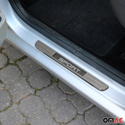 OMAC Illuminated Door Sill Cover For BMW Step Scuff Protector Guard Silver Brushed U028488