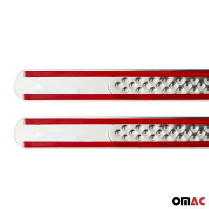 OMAC Door Sill Scuff Plate Scratch Protector for Toyota Steel Silver 2 Pcs U028538