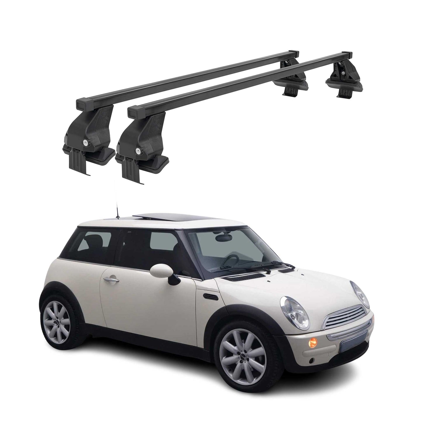 2001-2013 Mini Cooper Hatchback Roof Rack Cross Bars Black