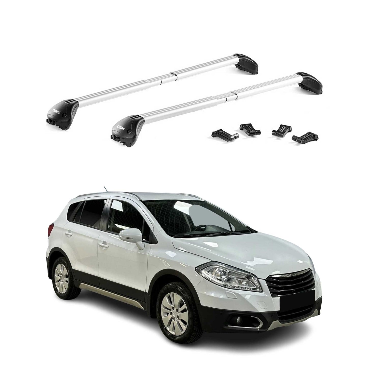 2014-2021 Suzuki SX4 S-Cross Roof Rack Cross Bars Silver Luggage Carrier 2 Pcs