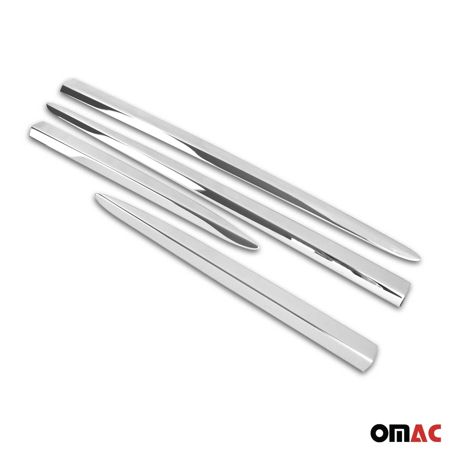 2016-2023 Fiat 500X Side Door Molding Trim Skirt Garnish Stainless Steel Silver 4 Pcs
