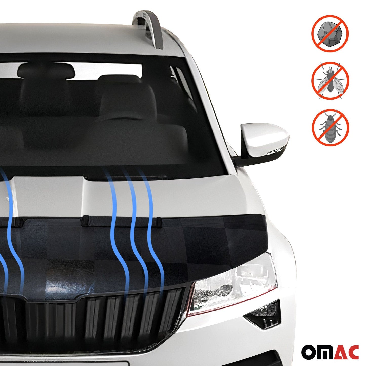 OMAC Car Bonnet Mask Hood Bra for Volkswagen Passat 2015-2019 Black Chequered 7545BSZ4CBG