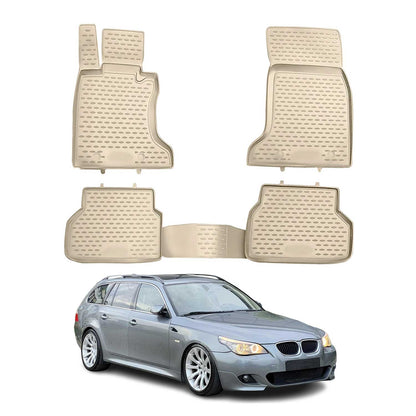2004-2010 BMW 5 Series E61 Wagon Floor Mats Liners Full Set All Weather Beige