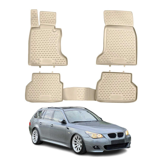 2004-2010 BMW 5 Series E61 Wagon Floor Mats Liners Full Set All Weather Beige