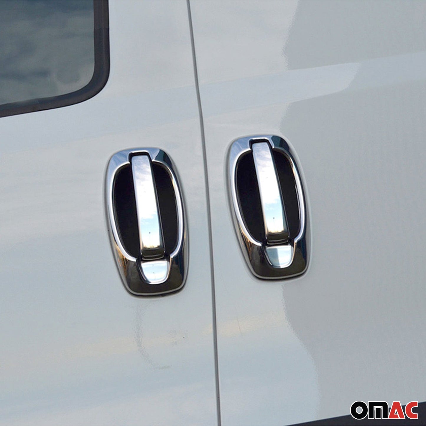 OMAC For Fiat Doblo 2010-2021 Chrome Door Handle Cover Trim S.Steel 4 Dr 8 Pcs U005874