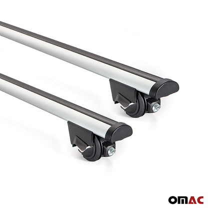 47.2" Roof Rack Cross Bars Carrier Rails Roof Bar Aluminium 2 Pcs Lockable Silver