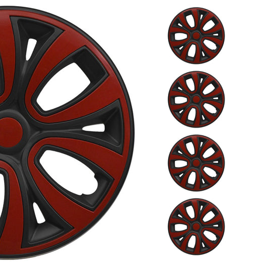 ColorFlex Hub Caps Wheel Cover 15" Black Matt & Red Full Set 4 pcs.