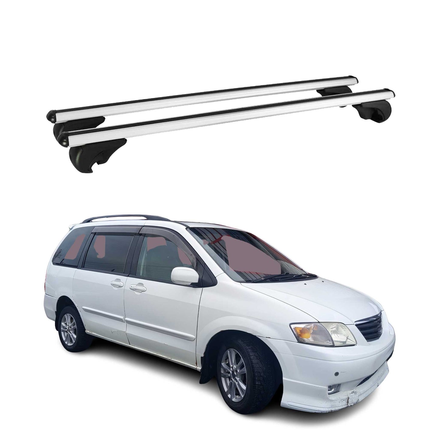 2000-2006 Mazda Mpv Roof Rack Cross Bars Silver