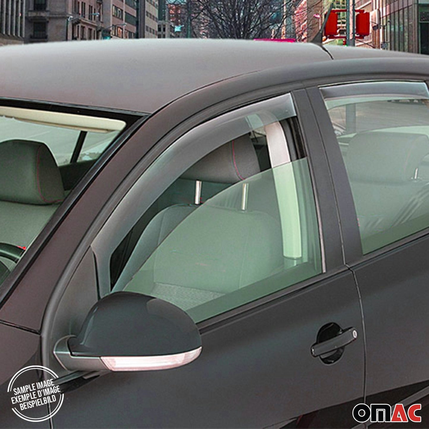 OMAC Window Visor Vent Rain Guard Deflector for Kia Sorento 2011-2015 Black Smoke 2x 4013FR14.146M