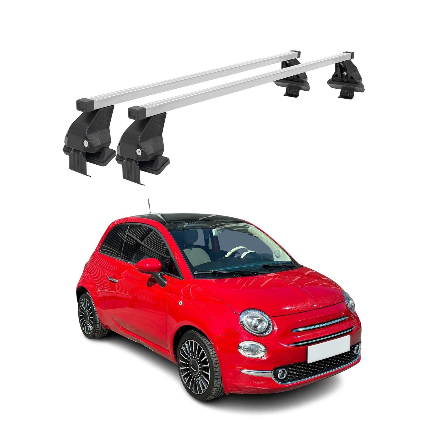 2017-2019 Fiat 500 Roof Rack Cross Bars Silver