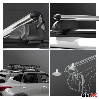 OMAC Lockable Roof Rack Cross Bars Luggage Carrier for Lincoln MKC 2015-2019 Gray G003032