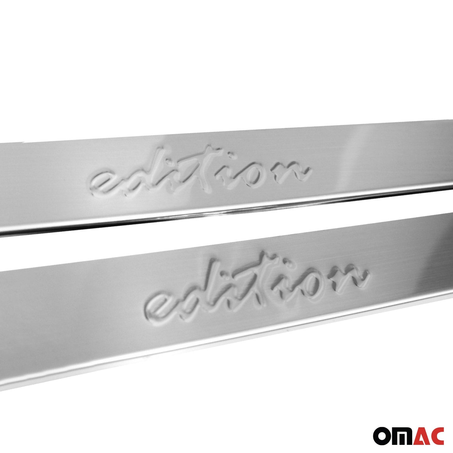 OMAC Door Sill Cover for BMW Chrome Pointsill Front Edition Logo S. Steel 4 Pcs U025348