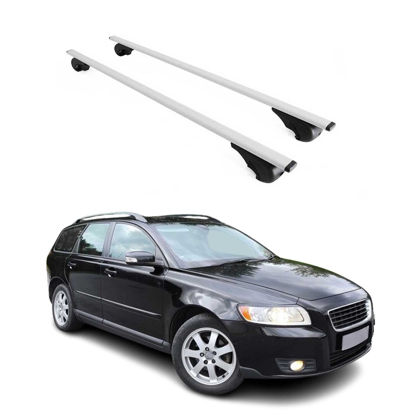 2004-2012 Volvo V50 Roof Rack Cross Bars Silver