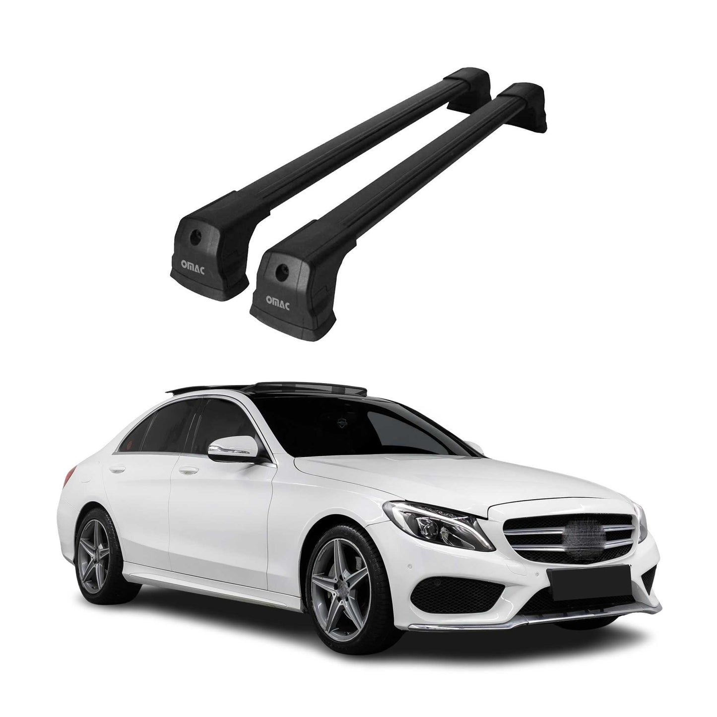 2015-2021 Mercedes C Class W205 Sedan Roof Rack Cross Bars Black