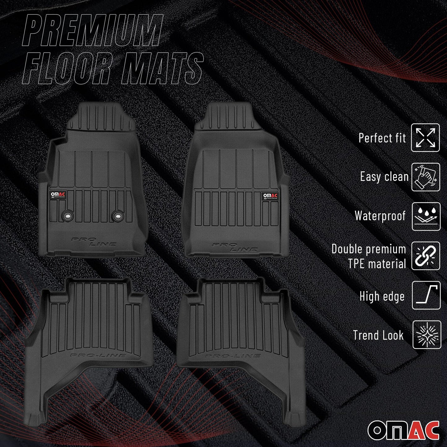 OMAC OMAC Premium Floor Mats for Isuzu D-Max 2012-2019 Heavy Duty All-Weather 4pcs '3702454