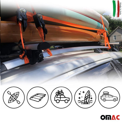 OMAC Roof Rack Cross Bars Lockable for Renault Laguna 3 Estate 2013-2015 Alu Gray 2x U004373