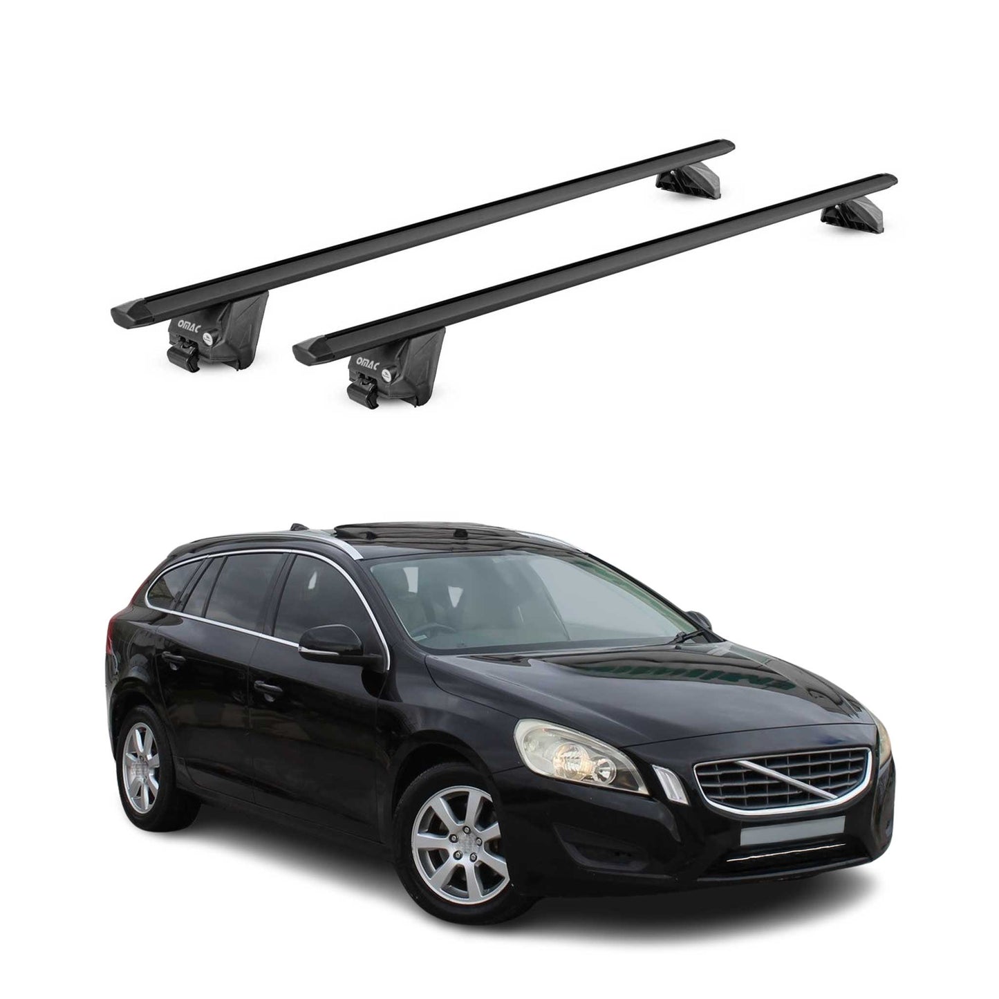 2015-2018 Volvo V60 Cross Country Roof Rack Cross Bars Black