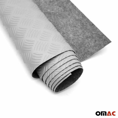 Rubber Truck Bed Liner Trunk Mat Flooring Mat Black & Grey Aluminium Look