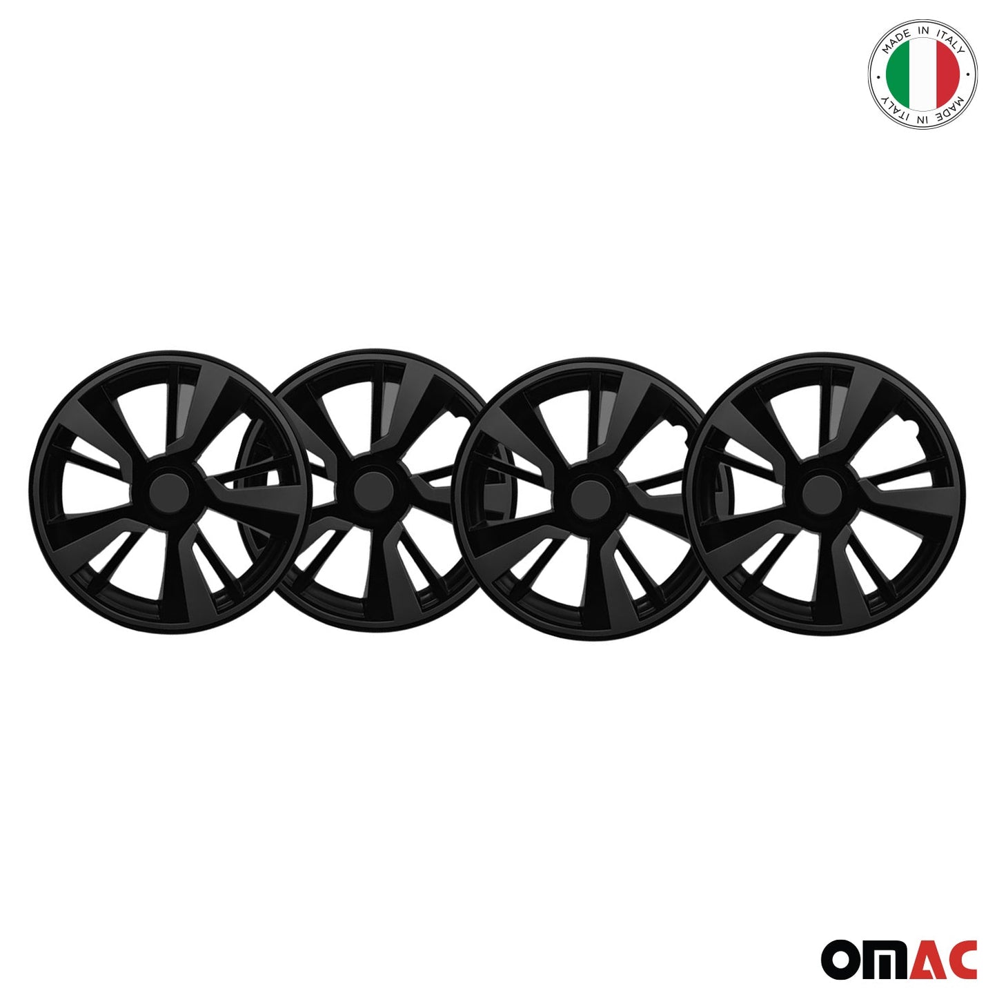 OMAC 15" Hubcaps Wheel Rim Cover Black with Dark Grey Insert 4pcs Set VRT99FR243B15DG