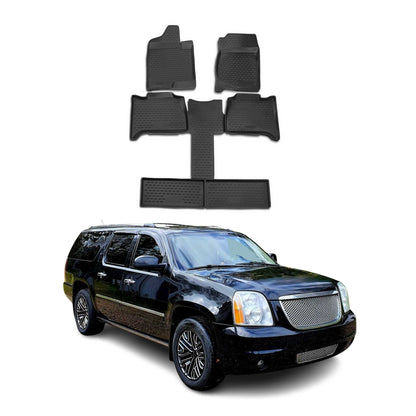 2007-2015 GMC Yukon 7 Seats Floor Mats Liners Full Set All Weather Black