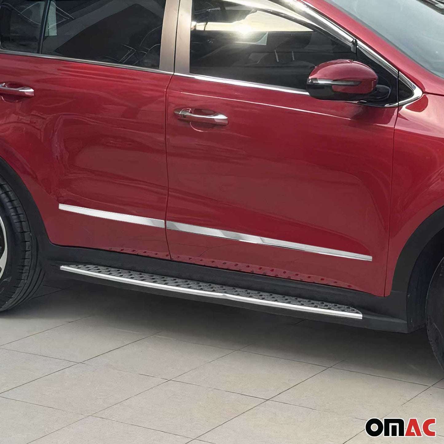 2017-2022 Kia Sportage Side Door Molding Trim Skirt Garnish Stainless Steel Silver 4Pcs