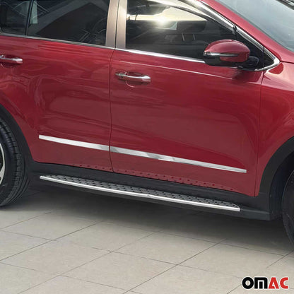 2017-2022 Kia Sportage Side Door Molding Trim Skirt Garnish Stainless Steel Silver 4Pcs